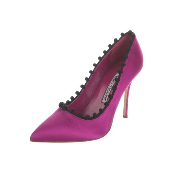 ❤️Manolo Blahnik Satin Pom-Pom Pumps❤️ - Picture 2 of 5